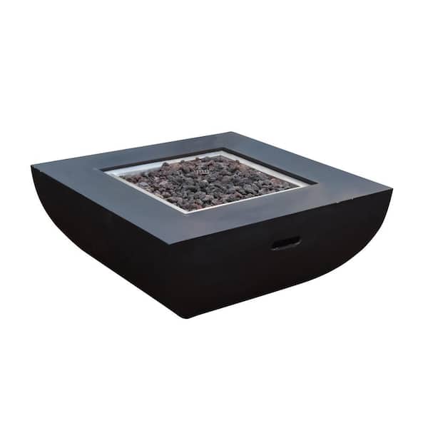 Modeno Aurora 34 in. L x 34 in. W x 14 in. H Square Black Concrete Natural Gas Fire Table