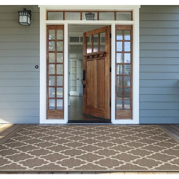 Monaco Ocean Port Taupe-Sand 2 ft. x 12 ft. Indoor/Outdoor Runner Rug