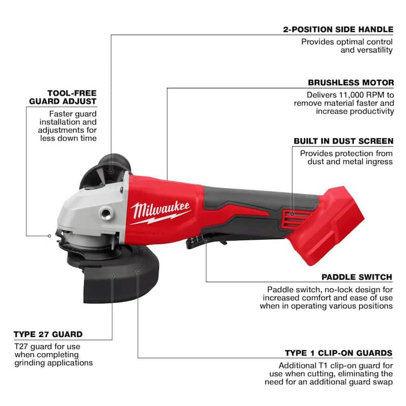 M18 18V Lithium-Ion Brushless Cordless Compact Drill/Impact Combo Kit (2-Tool) with Brushless Grinder