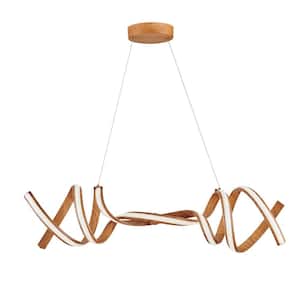 Munich 2 Lights Dimmable Integrated LED Light Wood Novelty Horizontal Chandelier with Smart Dimmer Included