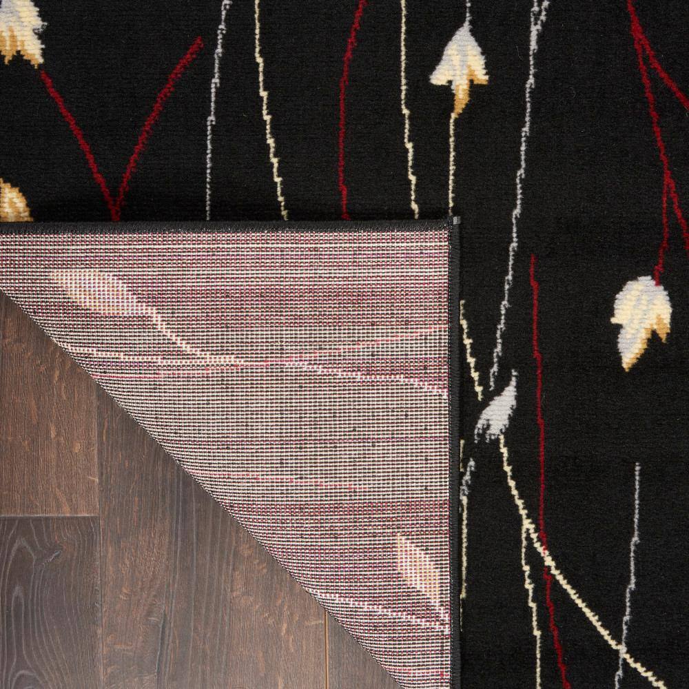 Elegant Floral Symphony Black Synthetic 8' x 10' Area Rug