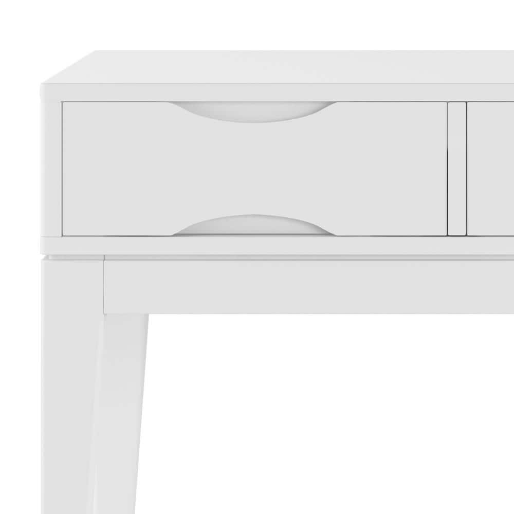 Harper Mid-Century White Solid Hardwood Console with Storage