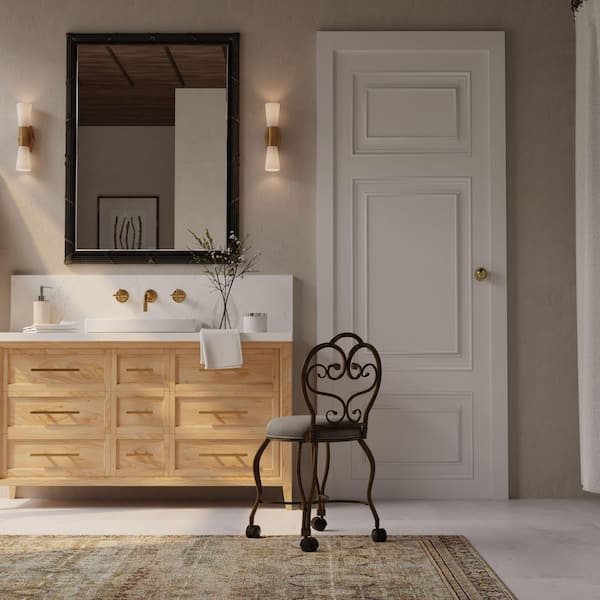 Carolina Chair & Table Victorian Bronze Vanity Stool with Back and Casters