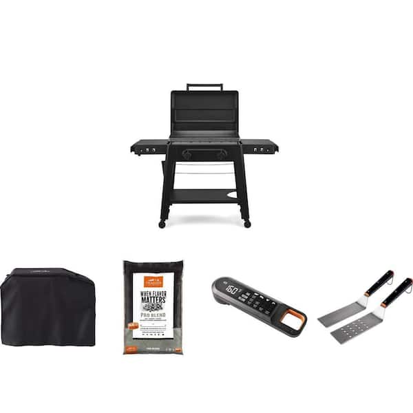 Pro Blend Pellets 30 lb, Irontop 2-Burner 28 in. Griddle with Cover, Thermometer and Spatula Set (6 Piece)