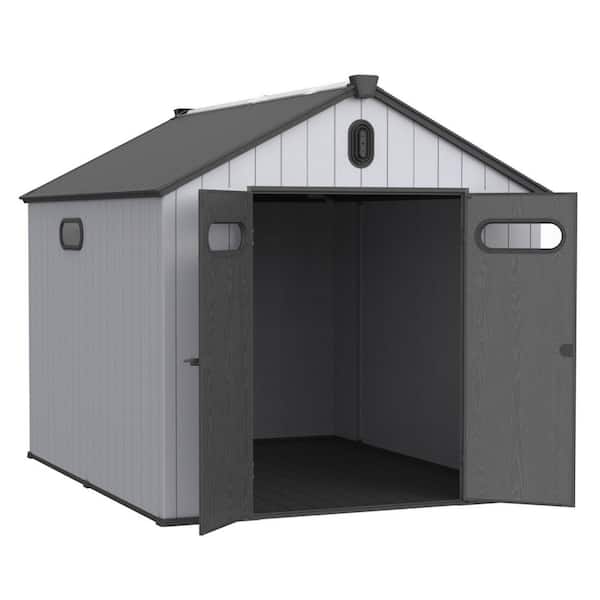 Black+Gray 8 ft. W x 10 ft. D Plastic, Resin Shed with Double Door