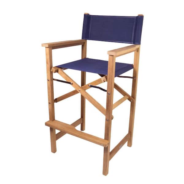 SEATEAK Teak Wood Outdoor Dining Chair in Blue