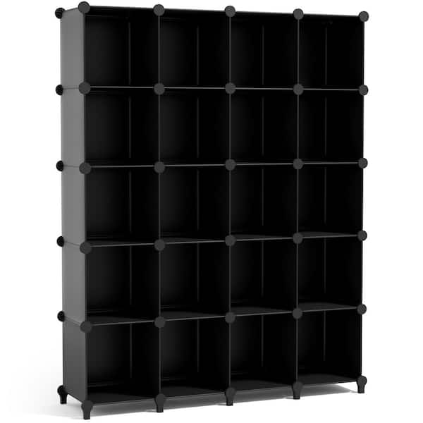 62.25 in H x 49 in W x 12.25 in D Black Fabric 20-Cube Storage Organizer, Waterproof Cubby Shelf for Closet