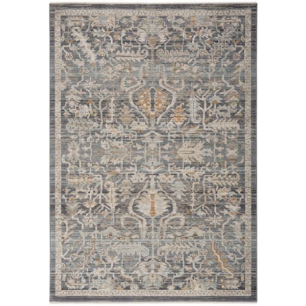 Nourison Lynx Navy Multicolor 5 ft. x 8 ft. All-over design Transitional Area Rug