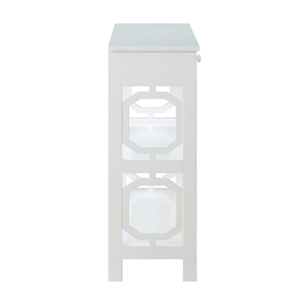 Omega White Wood Geometric Console Table with Storage