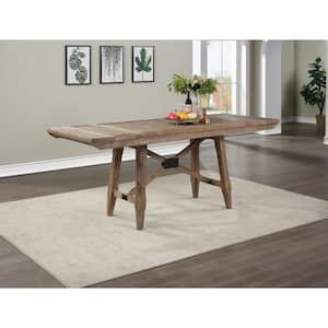 Riverdale Driftwood Brown Wood 36 in. x 72 in. Counter Height Trestle Table Seats 10 with 2 12 in. Leaves