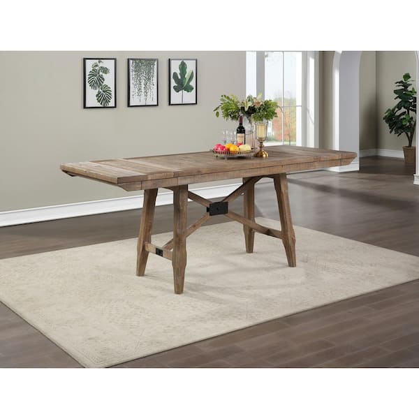 Steve Silver Riverdale Driftwood Brown Wood 36 in. x 72 in. Counter Height Trestle Table Seats 10 with 2 12 in. Leaves