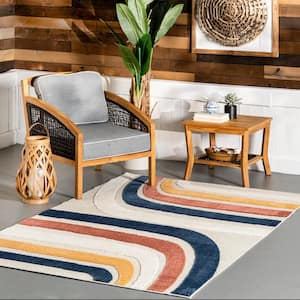 Katina Blue 3 ft. x 5 ft. Abstract Indoor/Outdoor Area Rug