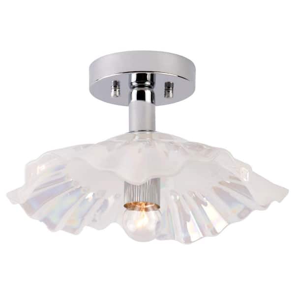 Maxax Cristallo 12.6 in. 1-Light Colour Glass Flush Mount