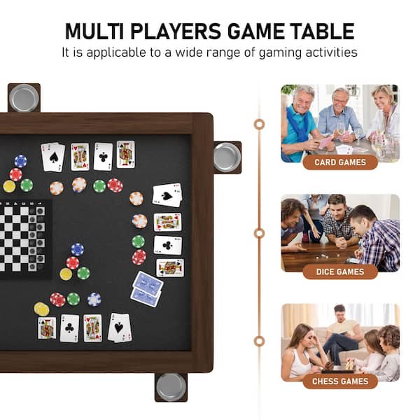 【cotton100】WANTKEY STG TABLE DECK2 VEIKOUS Wood Poker Table Convertible Gaming Table for 4-6 Players