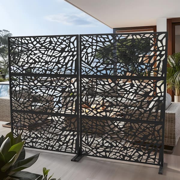 6 ft. x4 ft. Black Outdoor Metal Galvanized Privacy Screen Fence Garden Panels
