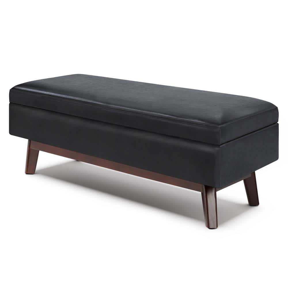 Owen Mid Century Modern Black Rubberwood Cocktail Ottoman