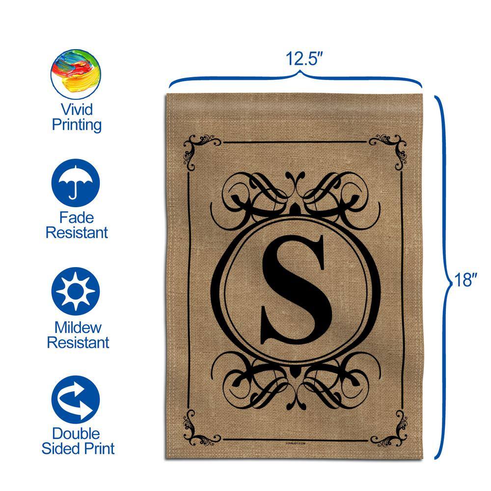 Classic Monogram Letter S Beige Polyester Garden Flag