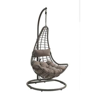 3.4 ft. Metal Outdoor Hanging Chair with Stand in Gray