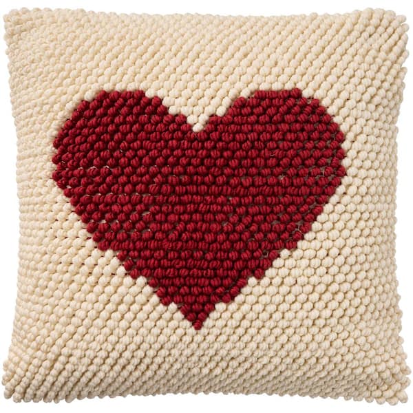 Mina Victory Holiday Pillows Red Modern and Contemporary 18 in. x 18 in. Sq. Throw Pillow