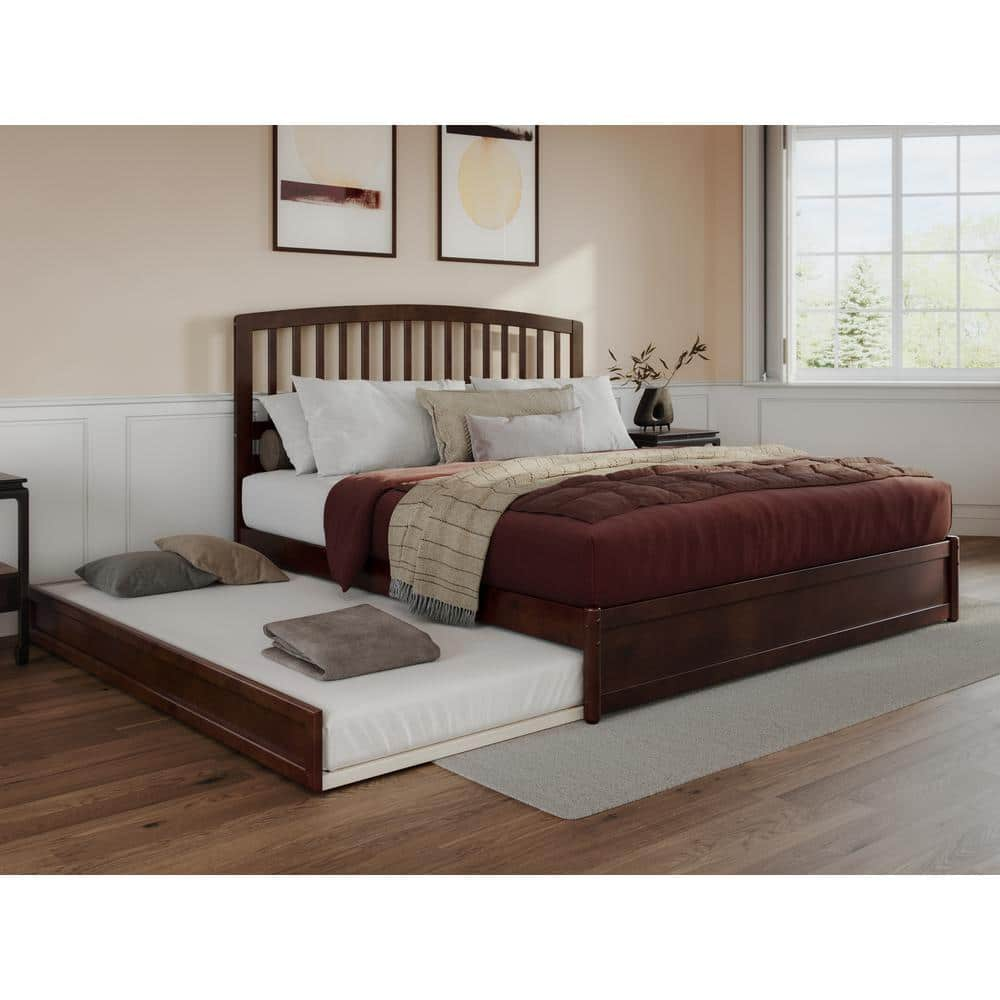 AFI Lucia Walnut Brown Solid Wood Frame King Platform Bed with Panel ...