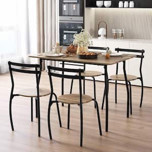 5-Pieces Dining Set Dining Table And Chairs Set with Wood And Metal Frame Space-saving Dining Table Set for 4