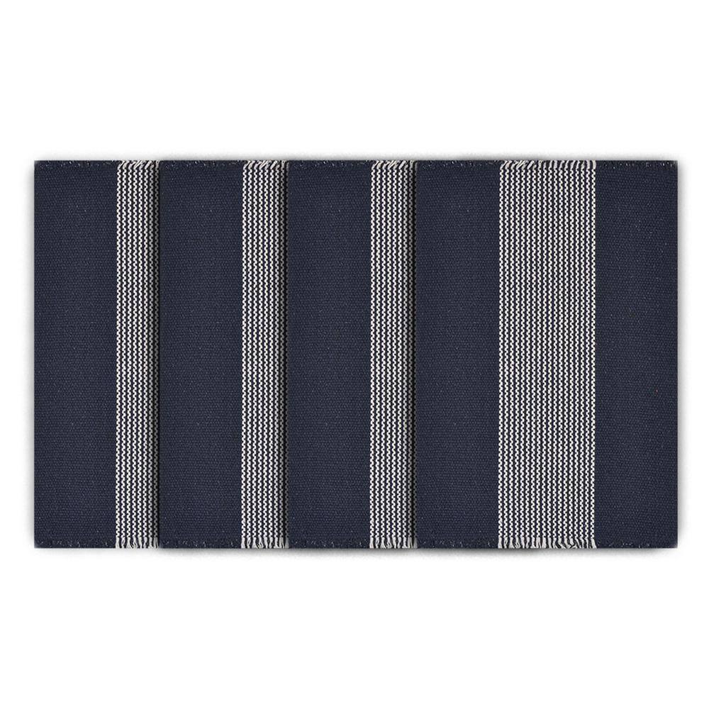 Bold 19 in. x 13 in. Navy / White Striped Cotton Placemats (Set of 4)
