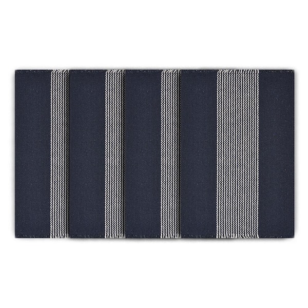 Unbranded Bold 19 in. x 13 in. Navy / White Striped Cotton Placemats (Set of 4)