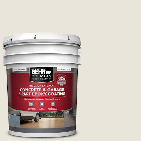 BEHR PREMIUM 5 gal. #BWC-13 Smoky White Self-Priming 1-Part Epoxy Satin Interior/Exterior Concrete and Garage Floor Paint