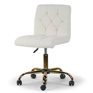 Aman Boucle Upholstery Adjustable Height Swivel Office Chair in Cream