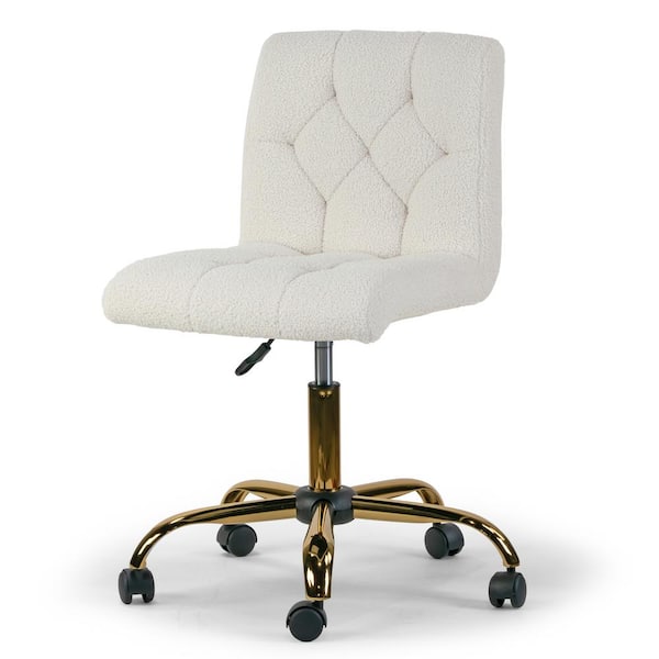Glamour Home Aman Boucle Upholstery Adjustable Height Swivel Office Chair in Cream