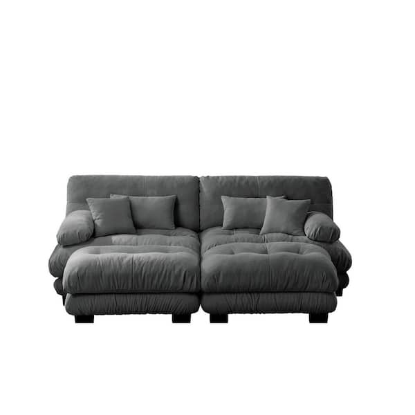 Homy Casa MINH 94.4 in. Pillow Arm 4-piece Chenille Modular