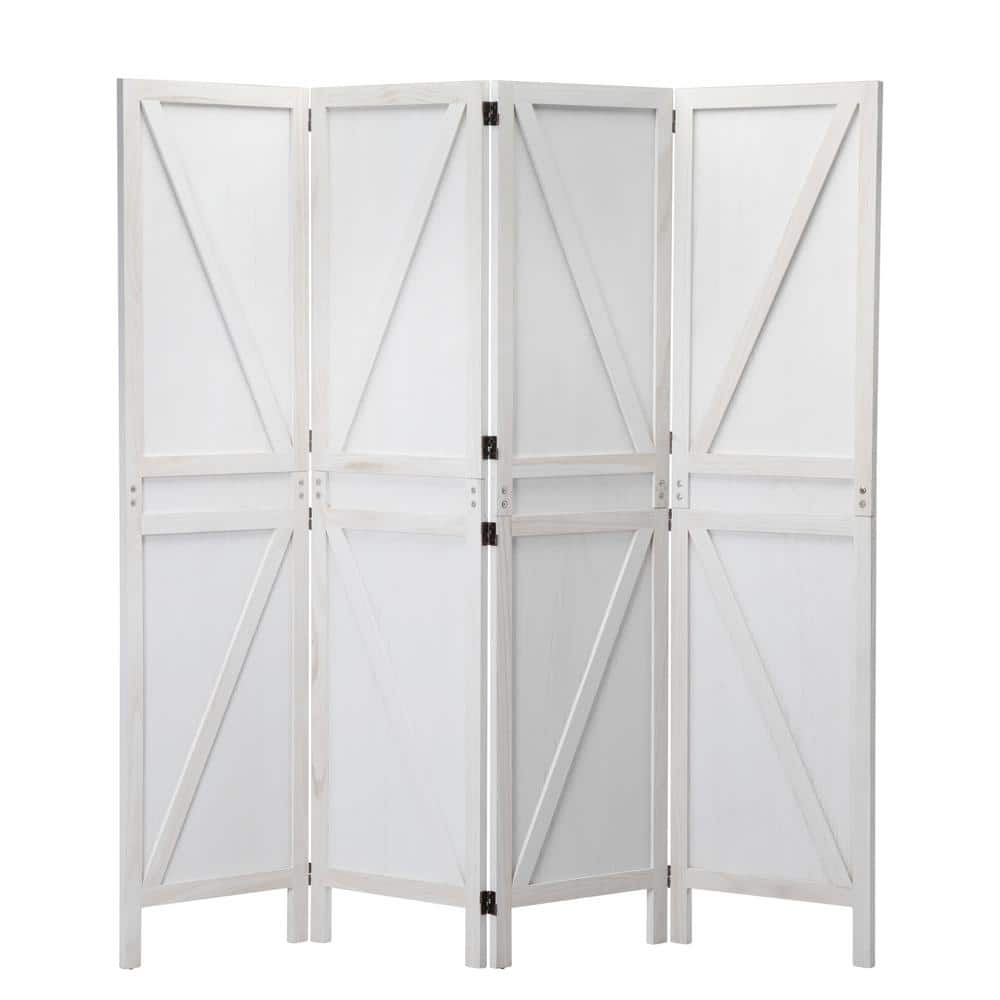 Aoibox 5.6 ft. Tall White Wood Room Divider Room Separator, 4Panel
