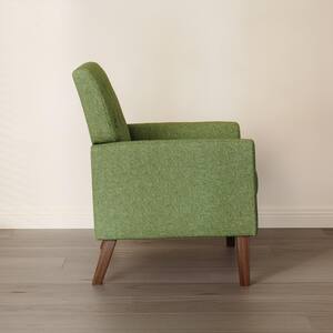 Green and Walnut Mid Century Modern Button Tufted Accent Chair with Wood Legs (Set of 2)
