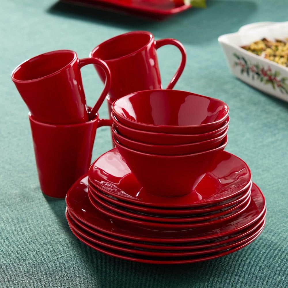 Certified International Berry Red Christmas 16-Piece Stoneware