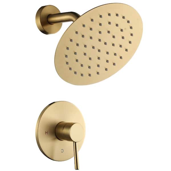 Single Handle 1-Spray Shower Faucet 1.8 GPM with High Pressure Valve in. Brushed Gold