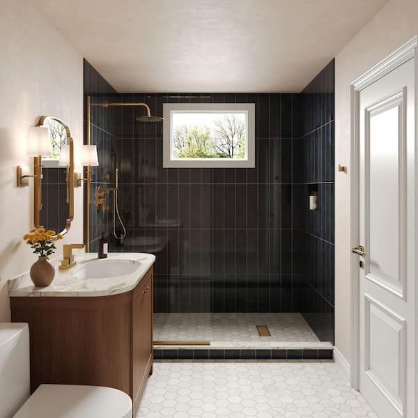 4 in. Centerset 8 in. Widespread Waterfall Spout 2-Handle Bathroom Basin Sink Faucet 1.2 GPM in Brushed Gold with Drain