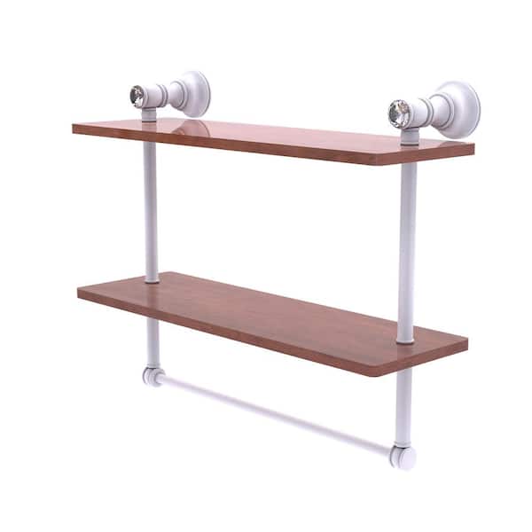Carolina Crystal 16 in. W x 9.5 in. H x 5.54 D Wood Rectangular Shelf in Matte White with Towel Bar