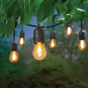 Outdoor 12 ft. 6-Socket Plug-in String Light with LED S14 Flame Effect Bulbs