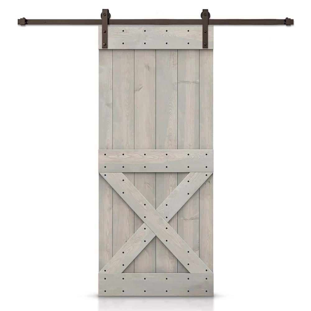 28 in. x 80 in. Mini X Series Silver Gray Stained DIY Wood Interior Sliding Barn Door with Hardware Kit price history on PriceWatchPro