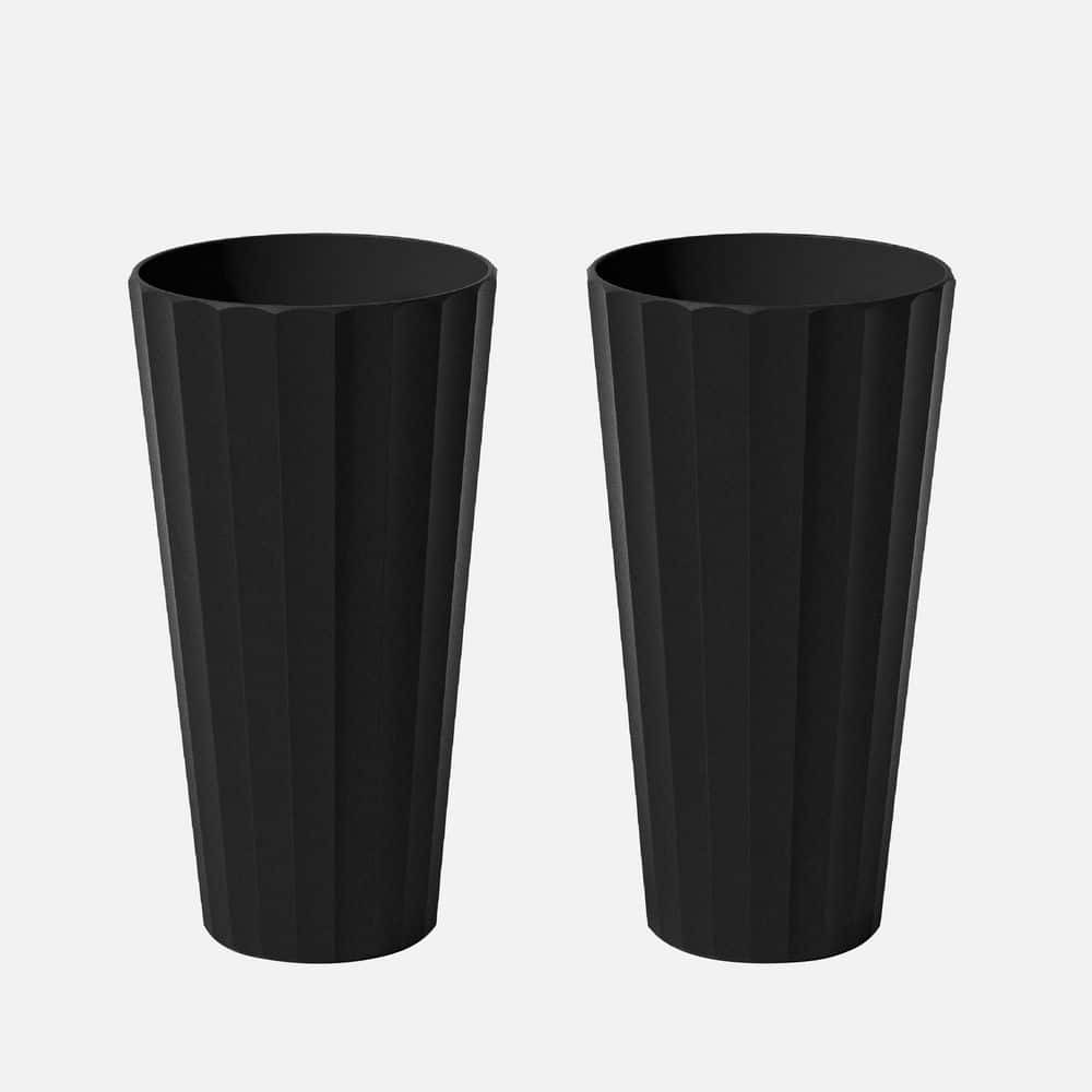 Column 26 in. Round Black Plastic Tall Planter (2 Pack) price history on PriceWatchPro