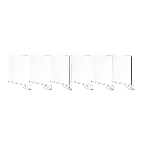 12 in. H Clear Shelf Dividers, 6-Pack Purse Organizer for Closet, Utensils, Handbags, Acrylic Adjustable Bookshelf