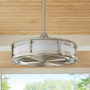 Brette II 23 in. LED Indoor/Outdoor Brushed Nickel Ceiling Fan with Light and Remote Control
