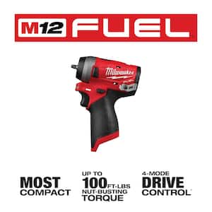 M12 FUEL 12V Lithium-Ion Brushless Cordless Stubby 1/4 in. and 1/2 in. Impact Wrenches with two 3.0 Ah Batteries