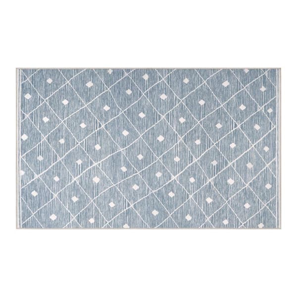Seta Printed Chenille Blue 3 ft. x 5 ft. Polyester Accent Rug