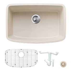 Valea 27 in. Undermount Single Bowl Soft White Granite Composite Kitchen Sink Kit with Accessories