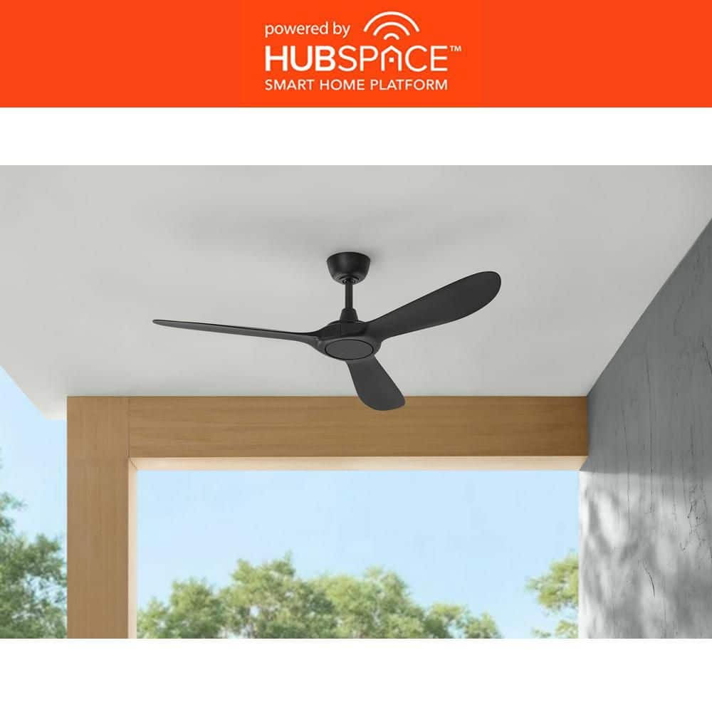 Tager 52 in. Smart Indoor/Outdoor Matte Black with Matte Black Blades Ceiling Fan with Remote Powered by Hubspace price history on PriceWatchPro