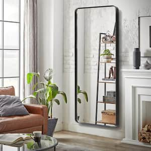 31 in. W x 71 in. H Full Length Deep Frame Wall Mirror with Rounded Corners in Black