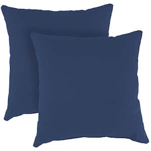 Sunbrella 16 in. x 16 in. Navy Blue Solid Square Knife Edge Outdoor Throw Pillows (2-Pack)
