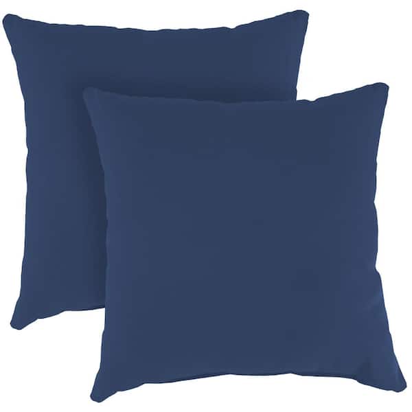 Jordan Manufacturing Sunbrella 16 in. x 16 in. Navy Blue Solid Square Knife Edge Outdoor Throw Pillows (2-Pack)