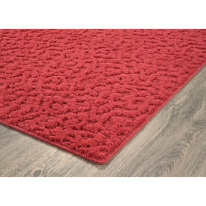 Ivy Chili Red 5 ft. x 7 ft. Floral 3-Piece Rug Set